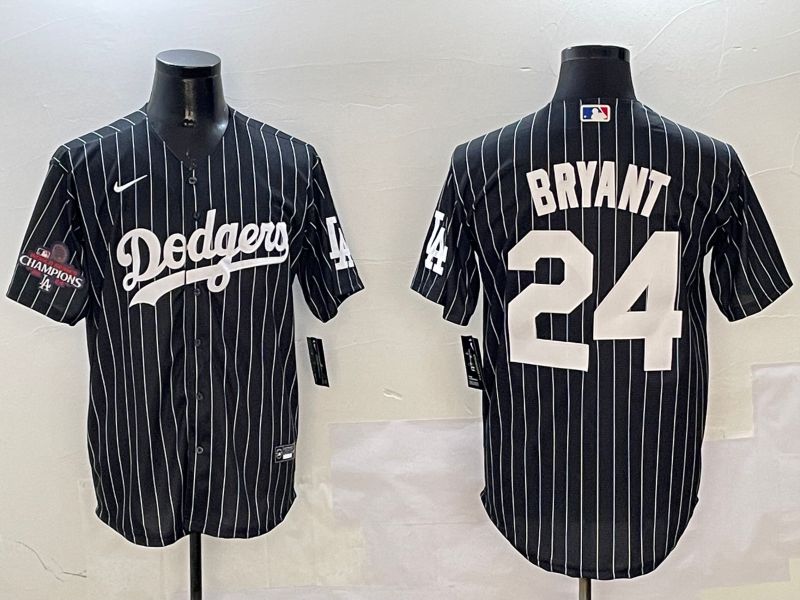 Men Los Angeles Dodgers #24 Bryant Black Stripe Jointly Name 2025 Nike MLB Jersey style 5